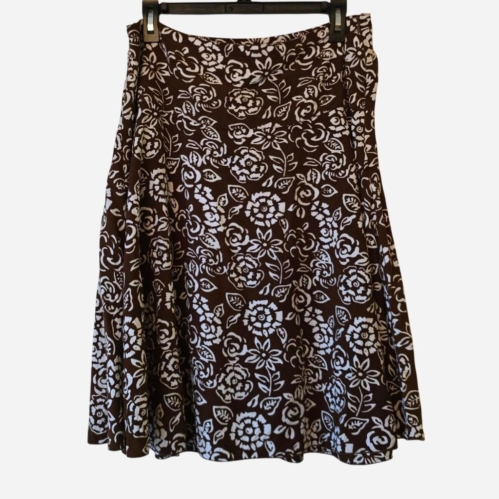 Y2K Style Nomadic Traders Brown & White Midi Skirt